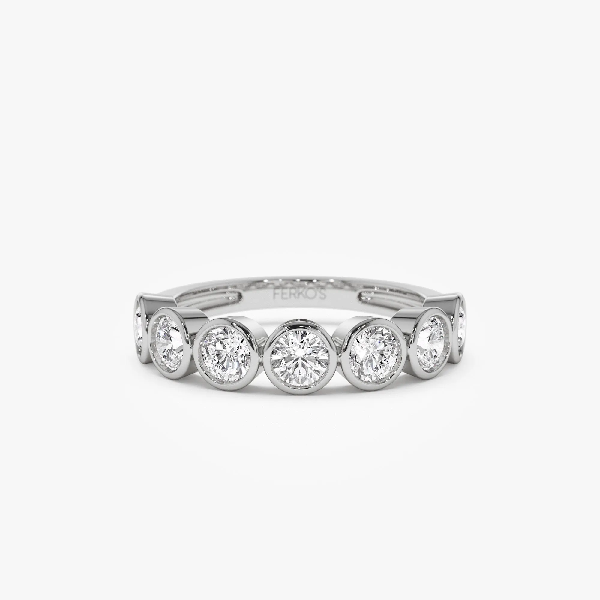 1.45 ctw 14k Bezel Setting Seven Stone Round Lab Grown Diamond Ring - Mila