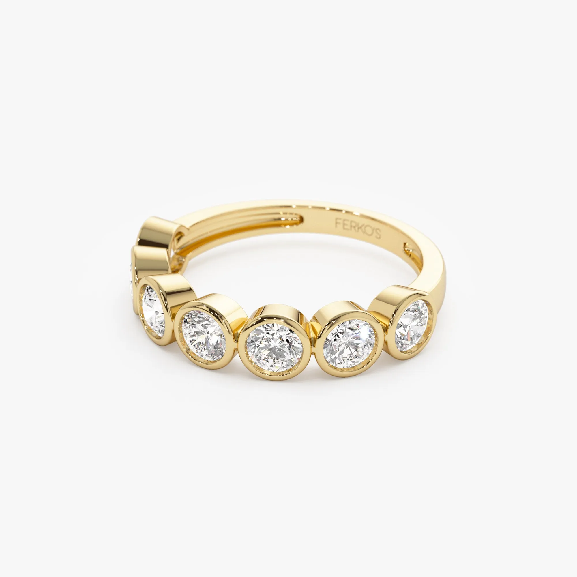 1.45 ctw 14k Bezel Setting Seven Stone Round Lab Grown Diamond Ring - Mila