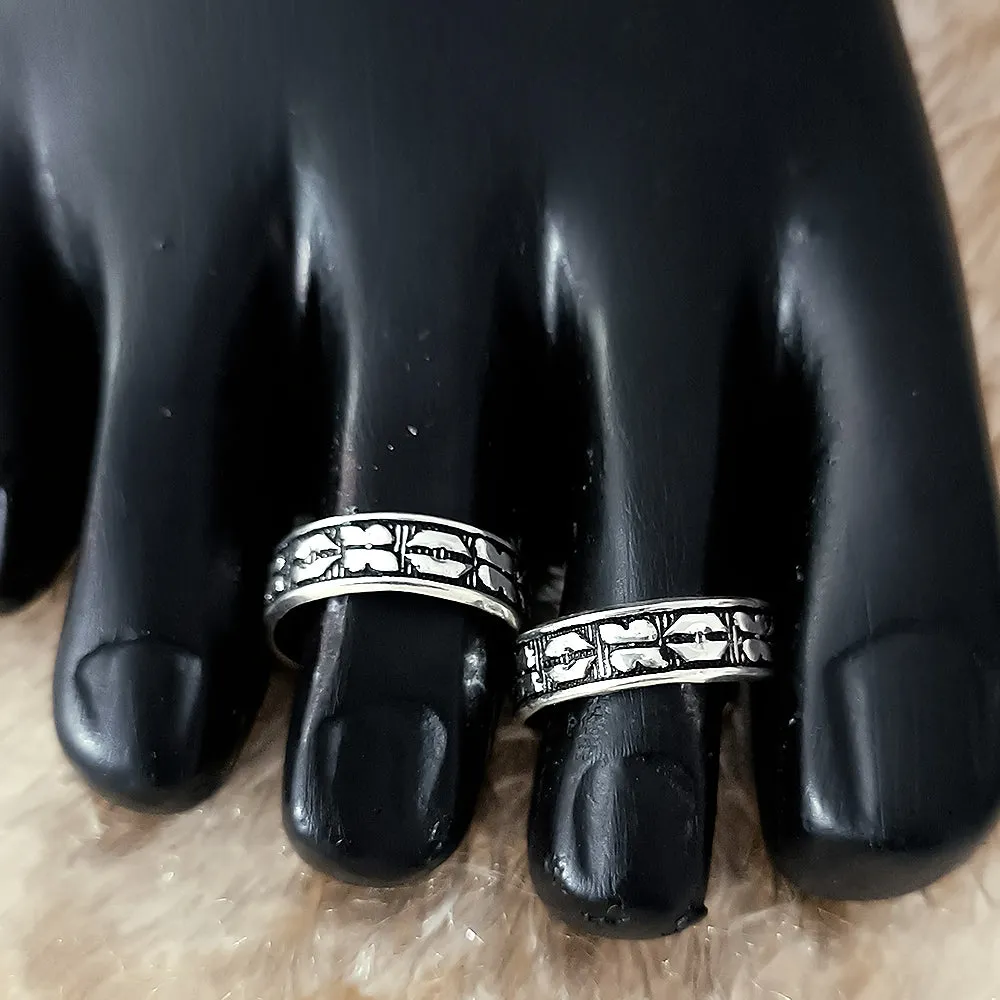 925 Silver Adjustable Toe Rings Pair (Design 104)