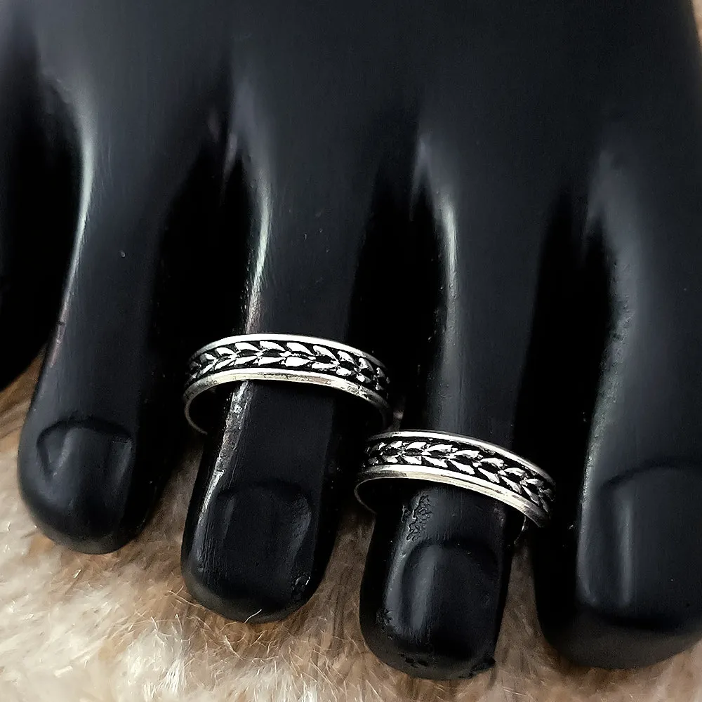 925 Silver Adjustable Toe Rings Pair (Design 105)