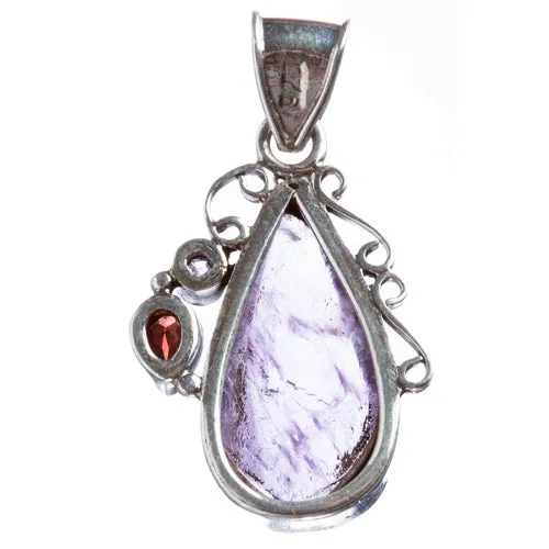925 Sterling Silver Natural Gemstones Amethyst Pendant FJSVP2061