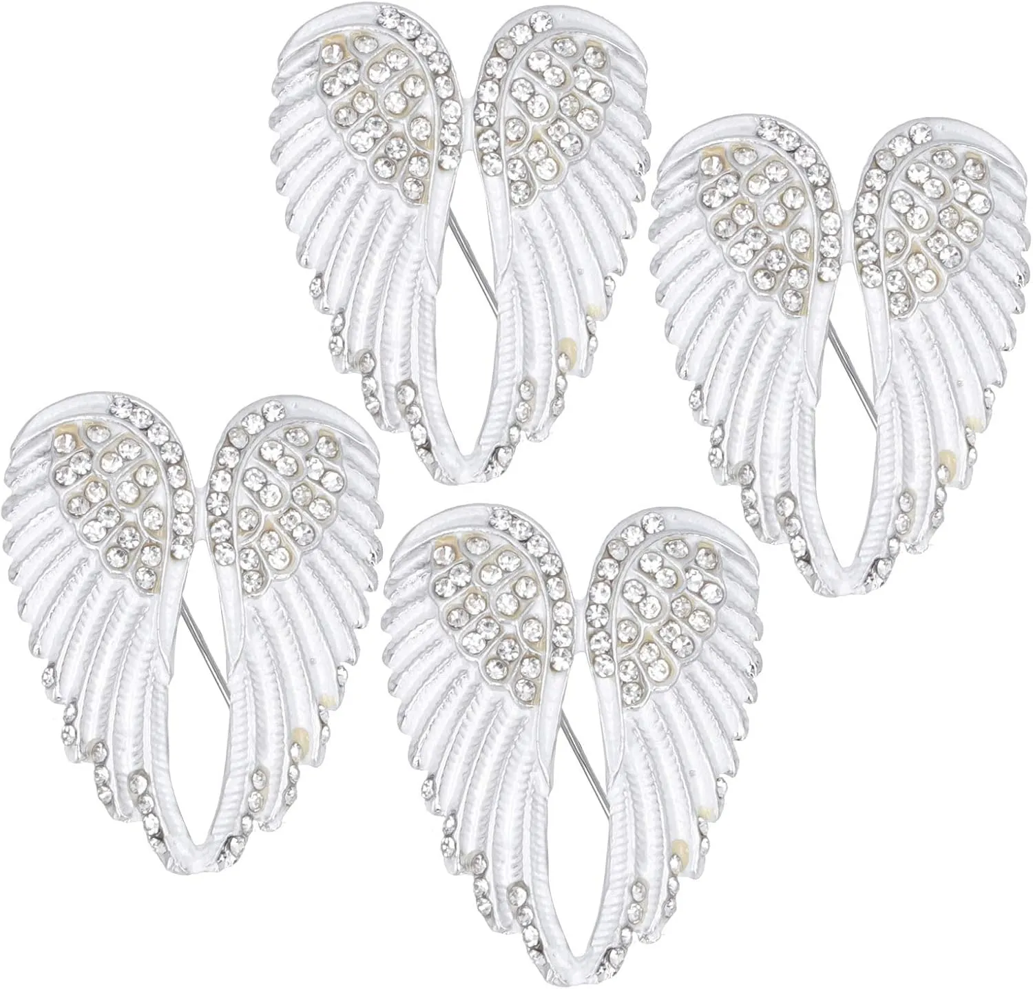 Angel Wing Brooch Pin, 4Pcs Women Rhinestone Inlaid Brooch Pin Vintage Elegant Unique Brooches for Banquet Wedding Daily Jewelry Supplies