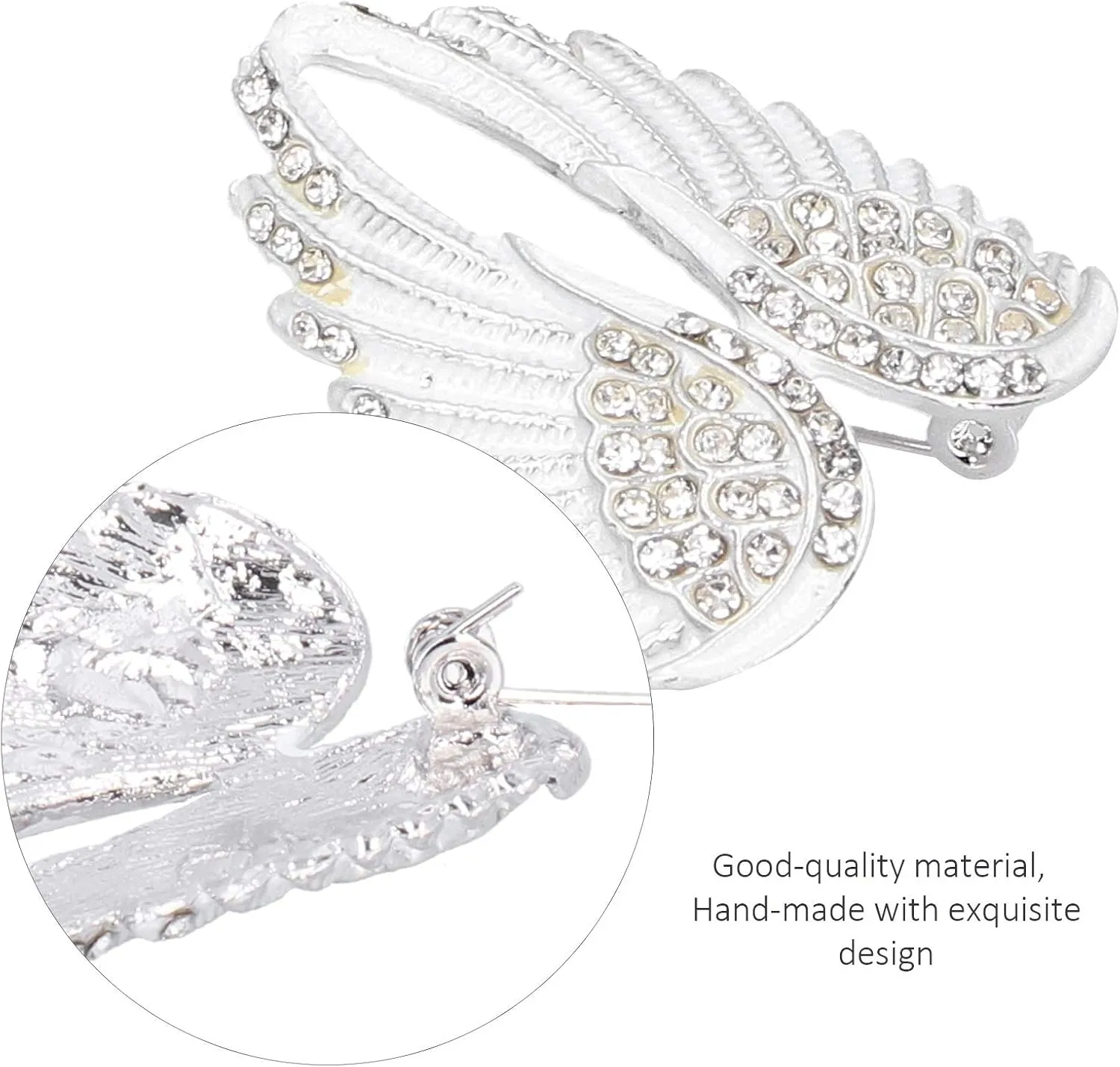 Angel Wing Brooch Pin, 4Pcs Women Rhinestone Inlaid Brooch Pin Vintage Elegant Unique Brooches for Banquet Wedding Daily Jewelry Supplies
