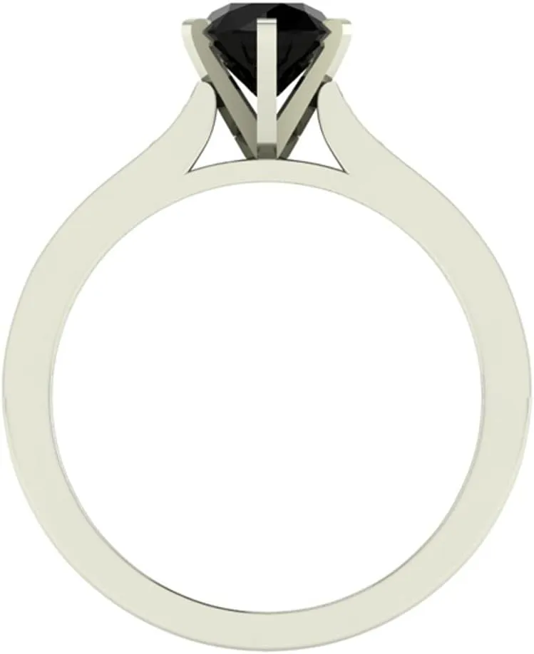 Black Diamond engagement rings for women 3/4 carat tw 14K White Gold Finish