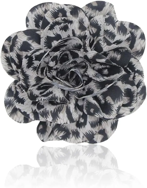 Dainty Fabric Leopard Rose Flower Large Brooch Lapel Pins Delicate Elegant Handmade Flower Brooches Pin Classic for Women Wedding Party Dance Banquet Dress Suit Ceremony Clothes Accessories Jewelry Gifts