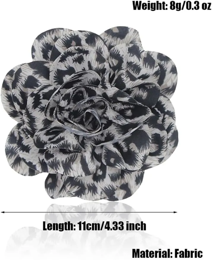 Dainty Fabric Leopard Rose Flower Large Brooch Lapel Pins Delicate Elegant Handmade Flower Brooches Pin Classic for Women Wedding Party Dance Banquet Dress Suit Ceremony Clothes Accessories Jewelry Gifts