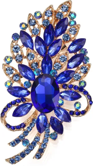 EVER FAITH Women's Oval Crystal Brooch Pin, Vintage Inspired Knot Marquise Brooches for Prom