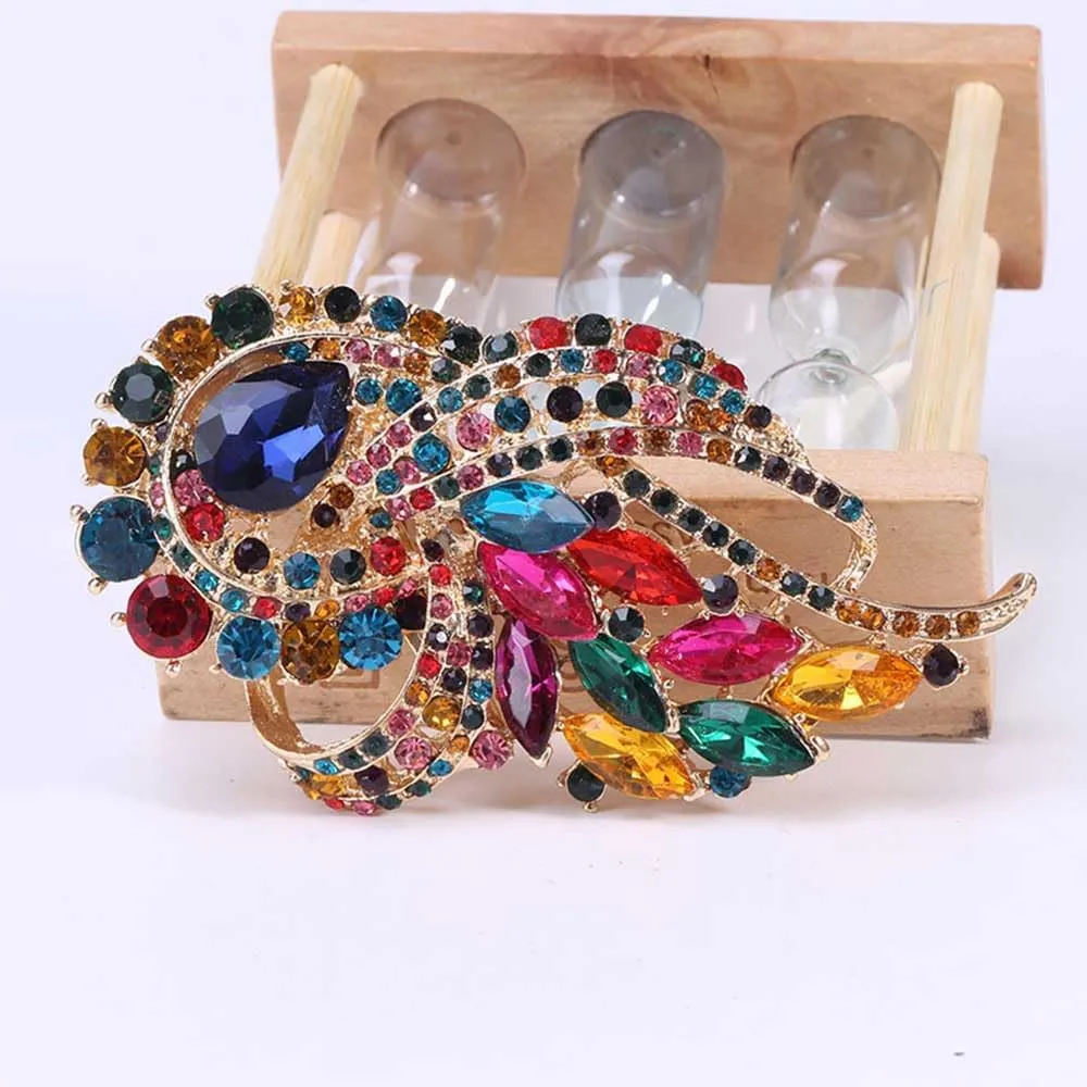 Ezing 4Pcs Brooch Lot with Large Big Size Rhinestone Crystal Fashion Jewelry