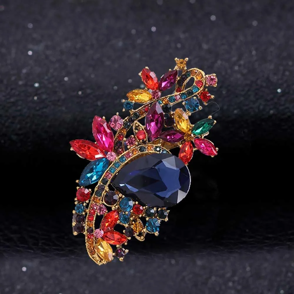 Ezing 4Pcs Brooch Lot with Large Big Size Rhinestone Crystal Fashion Jewelry