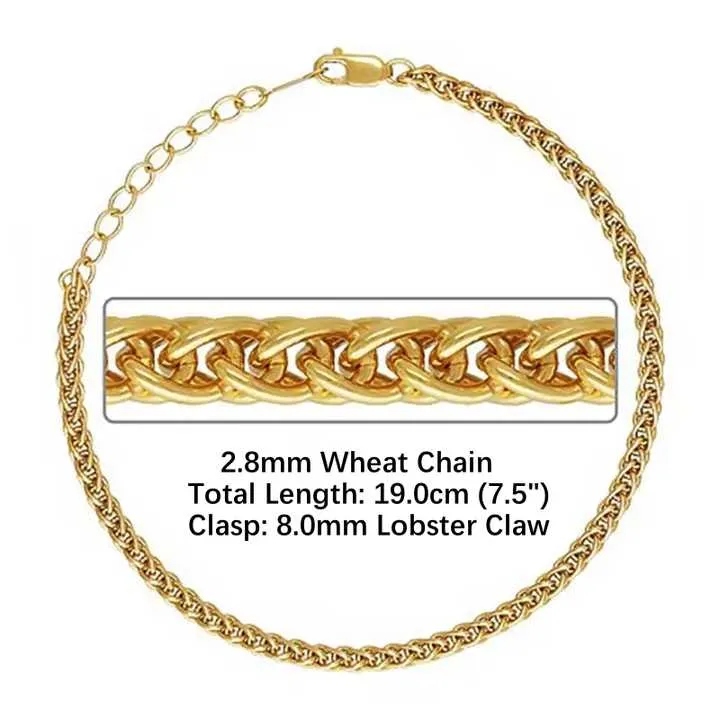 Factory Gold Filled 2.8mm Wheat Chain-أساور مجوهرات