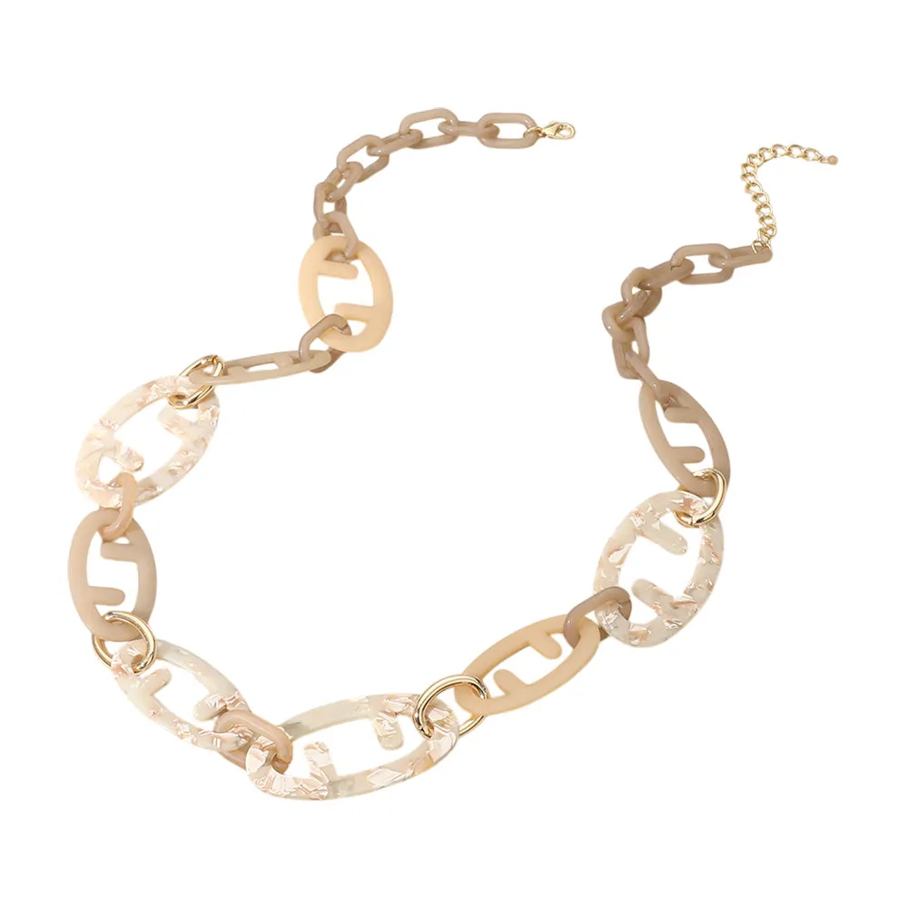 iLLASPARKZ Bold Matte Finish Resin Geometric Link Statement Long Necklace