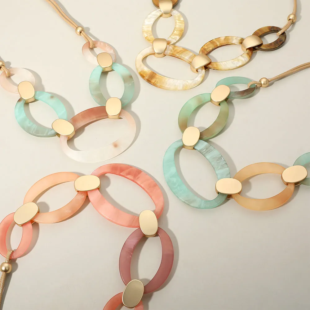 iLLASPARKZ Bold Matte Finish Resin Oval Link Statement Necklace