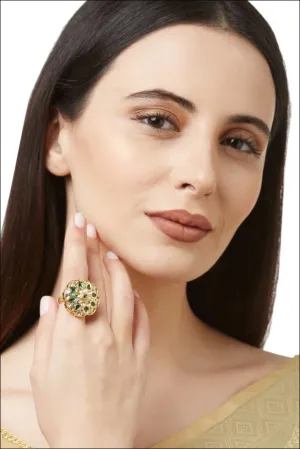 Kundan Ring with Green Stones