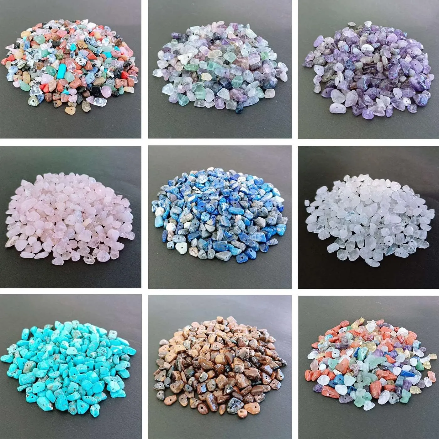 LAIDANLA Fluorite 400pcs Natural Chip Stone Beads 5-8mm Healing Crystal Irregular Gemstones Drilled DIY Loose Rocks Bead Crystal for Bracelet Earrings Necklace Jewelry Making Crafting