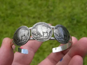 Men woman unisex bracelet adjustable authentic vintage Buffalo Indian Nickel coins