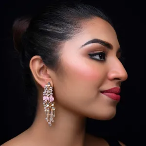 Pinky Pink Diamond Work Gold Plated Earrings