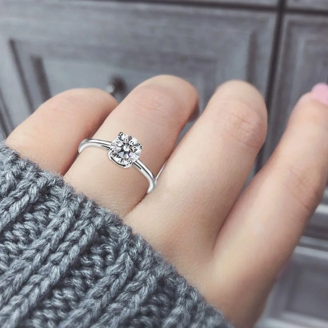 Shop LC Moissanite Engagement Ring Moissanite Rings for Women 925 Sterling Silver Promise Rings for Her Gold/Platinum Plated Wedding Band Jewelry - 1 ctw Birthday Gifts for Women