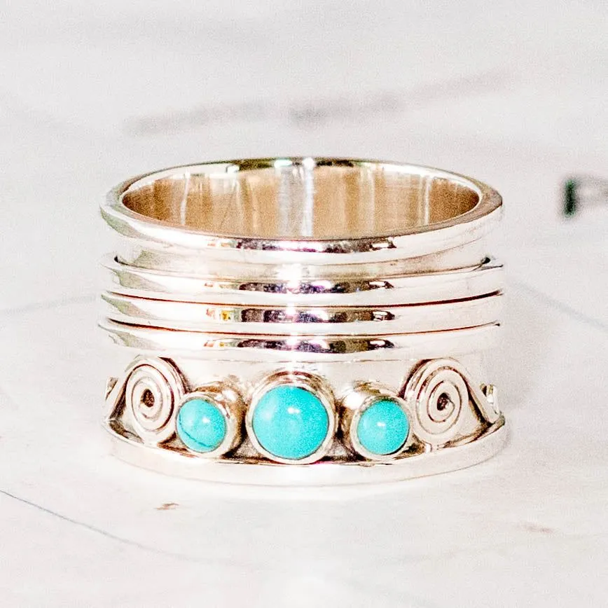 Silver & Turquoise Meditation Ring- India