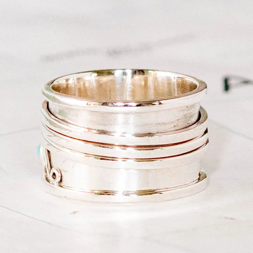 Silver & Turquoise Meditation Ring- India