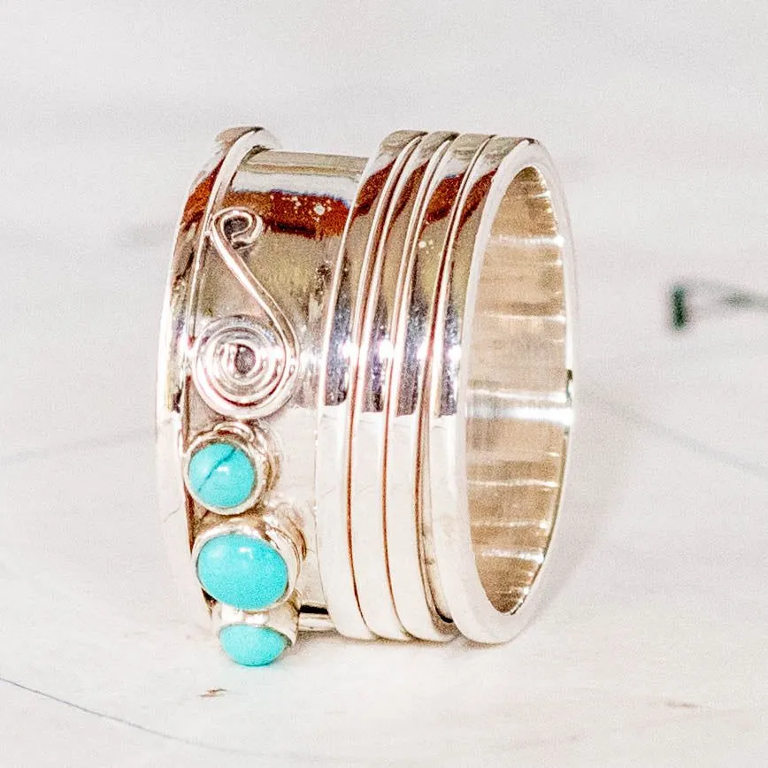Silver & Turquoise Meditation Ring- India