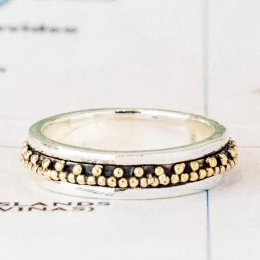Spotted Sterling Silver Meditation Ring - India