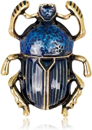 Vintage Alloy Enamel Beetle Insect Badges Brooches For Women and Man Creative Bugs Pins 3 Colors Choose Gift (blue)