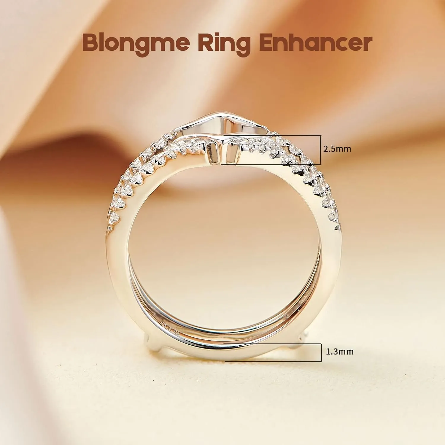 Wedding Ring Guard Enhancers Engagement Rings for Women Stackable Cubic Zirconia Half Eternity Curved Bands 925 Sterling Silver Size 5-10