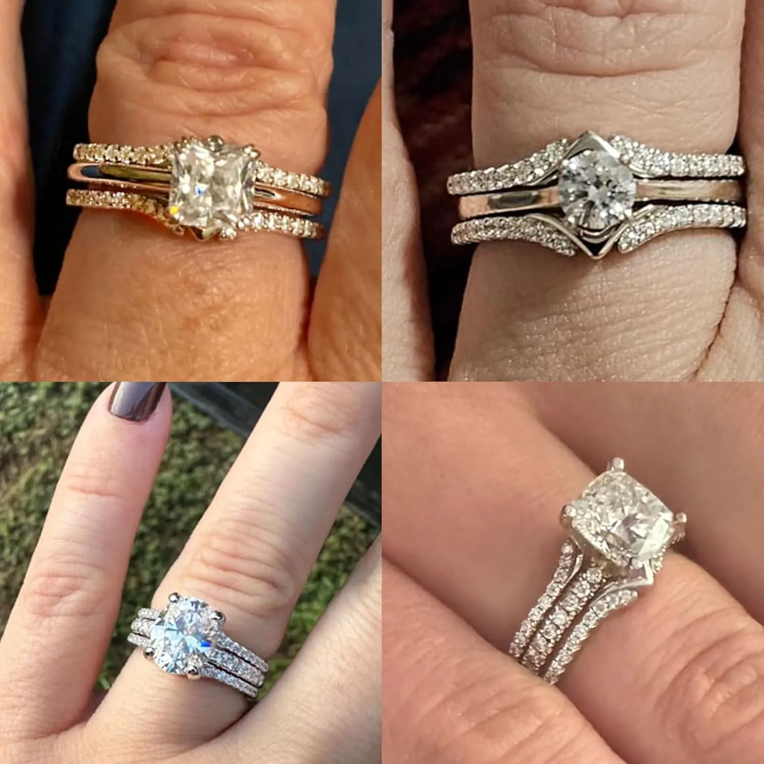 Wedding Ring Guard Enhancers Engagement Rings for Women Stackable Cubic Zirconia Half Eternity Curved Bands 925 Sterling Silver Size 5-10